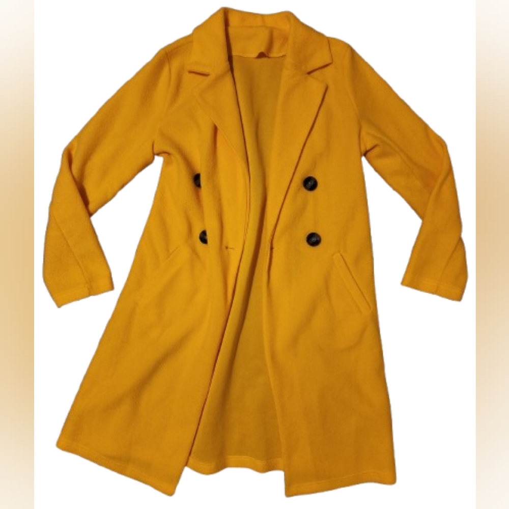 Yellow fleece trench coat